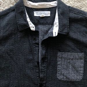Ezekiel casual black button up shirt.